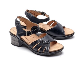 Dromedaris Shelly Black Leather Sandals