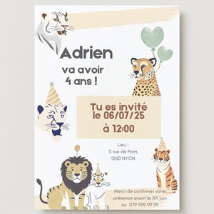Personalized Digital Birthday Invitation - Wild Cats Theme