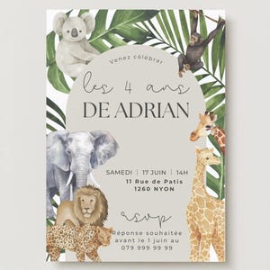 Invitation d’anniversaire numérique personnalisée - Thème Jungle