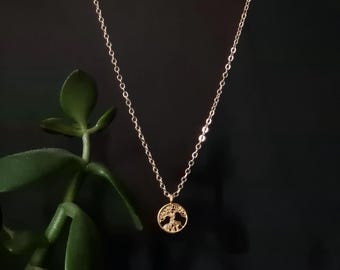 24K Gold Plated Tree of Life Necklace: Delicate Filigree Charm