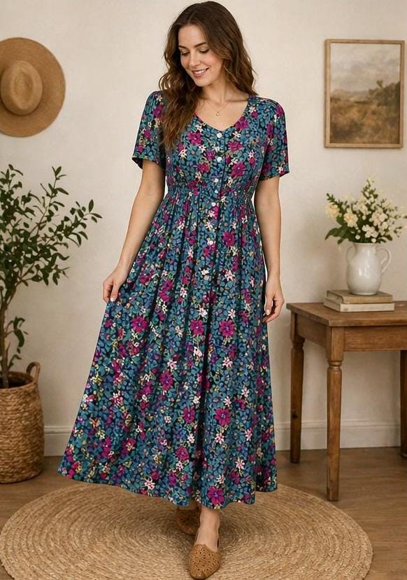 Pink Empire Waist Dress - Etsy
