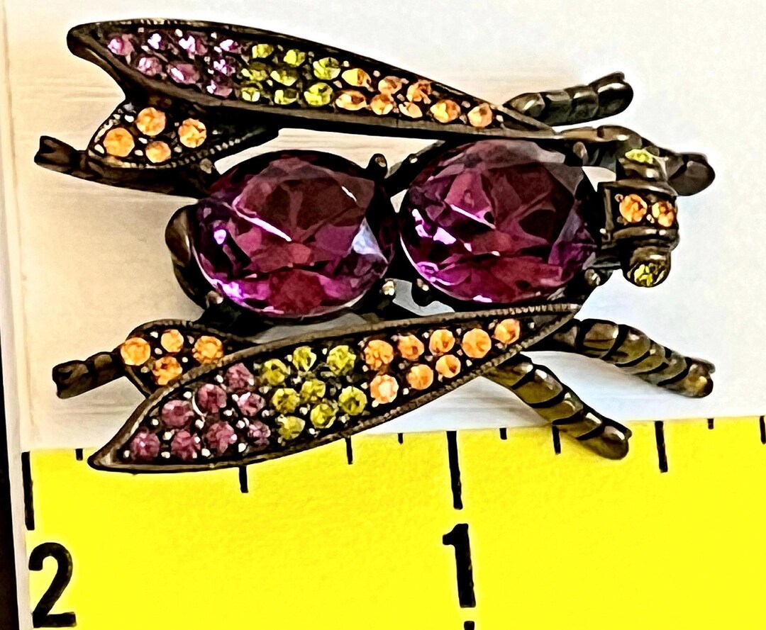 Vintage UTC China Rhinestone Fly Insect Brooch - Etsy