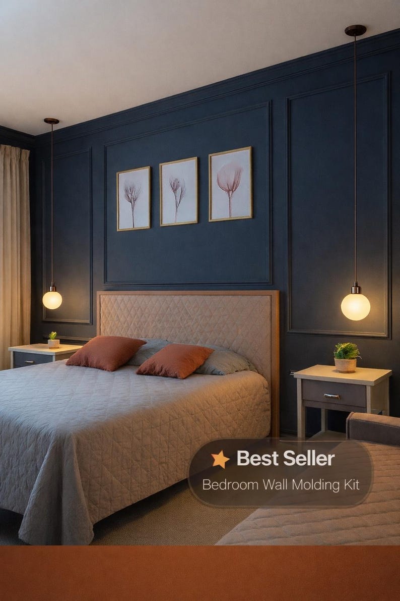Wall Molding Bedroom Kit, Wainscoting Ready Cut Set, Wall Moulding ...
