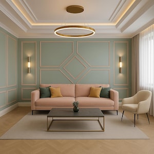 Modern Geometric Wall Panel Kit – Precut & Factory-Primed DIY Molding for Designer Interiors