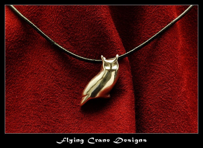 Sterling Silver Great Horned Owl Pendant with silver snake chain