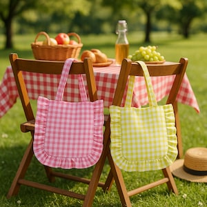 Gingham Ruffle Tote Bag Sewing Pattern: Cottagecore DIY (PDF Pattern)