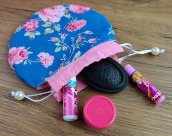 Round Drawstring Pouch Sewing Pattern – Floral Cosmetic Bag PDF Tutorial