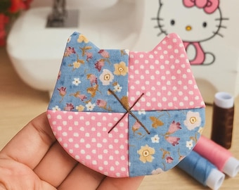 Cat Coaster Sewing Pattern – DIY Fabric Mug Rug Template, Handmade Patchwork Coaster PDF
