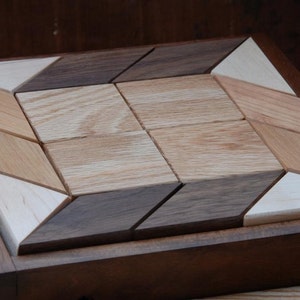 Small Wooden Quilter's Puzzle for Home and Office Solid Hardwood Puzzle image 2