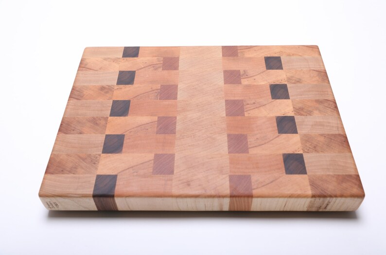 Maple, Walnut and Cherry End Grain Wooden Cutting Board 3019 17 1/2 x 13 x 1 3/4 image 1