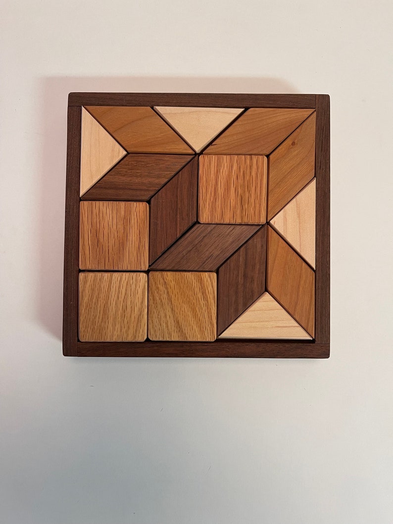 Small Wooden Quilter's Puzzle for Home and Office Solid Hardwood Puzzle image 8