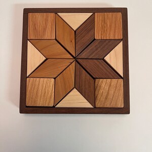 Small Wooden Quilter's Puzzle for Home and Office Solid Hardwood Puzzle image 7