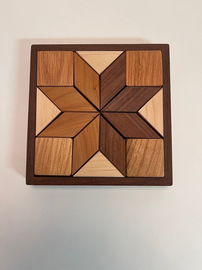 Small Wooden Quilter's Puzzle for Home and Office Solid Hardwood Puzzle image 7