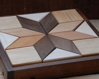 Small Wooden Quilter's Puzzle for Home and Office  Solid Hardwood Puzzle