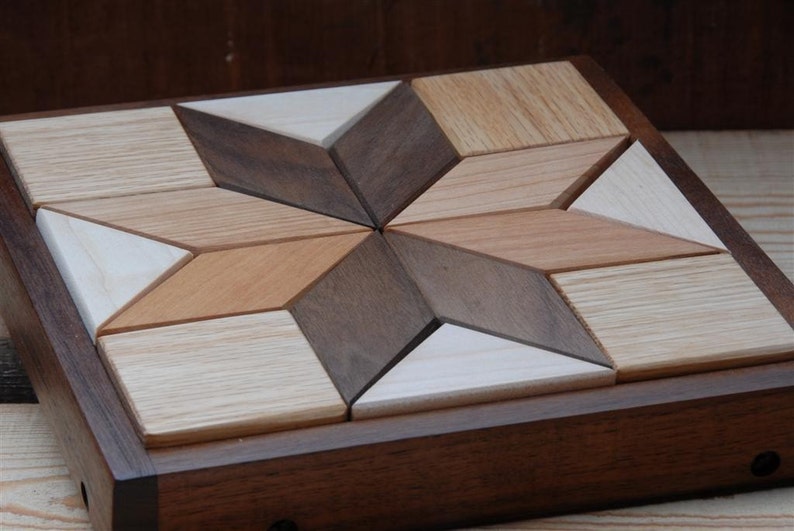 Small Wooden Quilter's Puzzle for Home and Office Solid Hardwood Puzzle image 1