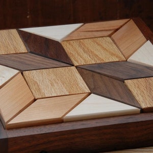 Small Wooden Quilter's Puzzle for Home and Office Solid Hardwood Puzzle image 3