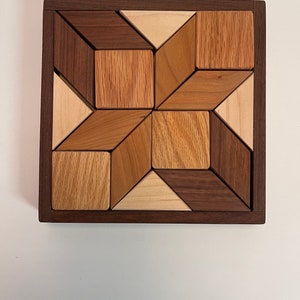 Small Wooden Quilter's Puzzle for Home and Office Solid Hardwood Puzzle image 5