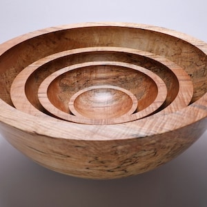 Huge Spalted Maple Wooden Bowl Set 1796 1-4 Cored Spalted Maple Bowls Very Large Wooden Bowl Set image 1
