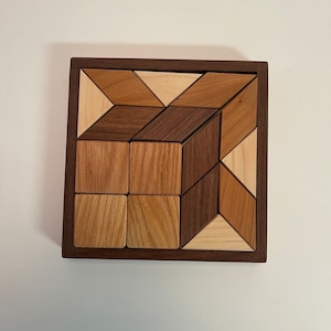 Small Wooden Quilter's Puzzle for Home and Office Solid Hardwood Puzzle image 9