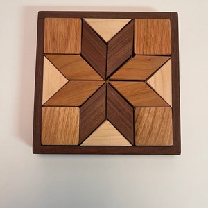 Small Wooden Quilter's Puzzle for Home and Office Solid Hardwood Puzzle image 6