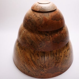 Huge Spalted Maple Wooden Bowl Set 1796 1-4 Cored Spalted Maple Bowls Very Large Wooden Bowl Set image 7