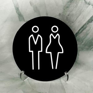 Unisex Bathroom Sign Acrylic – Modern Acrylic Restroom Door Sign – Custom Wall, Room or Door Sign Plaque - Kitchen Bathroom Bedroom Office