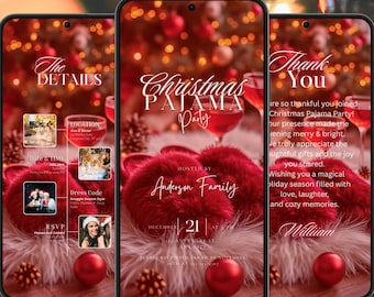 Christmas Pajama Party Invitation Template: Editable Girls Night (Digital Download)