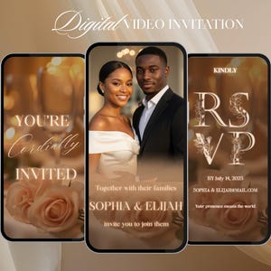 Animierte Hochzeitseinladung Vorlage: Elegante Canva Vorlage (Digitaler Download), Texteinladung, Evite
