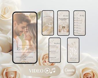 Digital Wedding Invite Template Video, Animated Wedding Invitation, Wedding Invite Text or WhatsApp, RSVP, Wedding Video Card