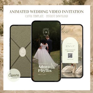Animated Wedding Invitation Video Template, Editable Canva Wedding Invite, Digital RSVP QR Code, Minimalist Wedding Invitation