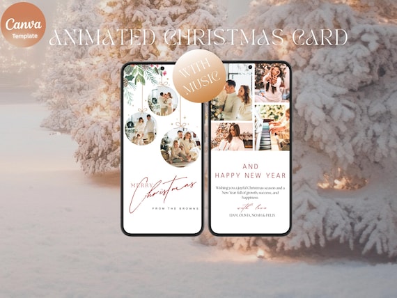 Animated Holiday Photo Card Template: Minimal Christmas Family Greeting (Digital)