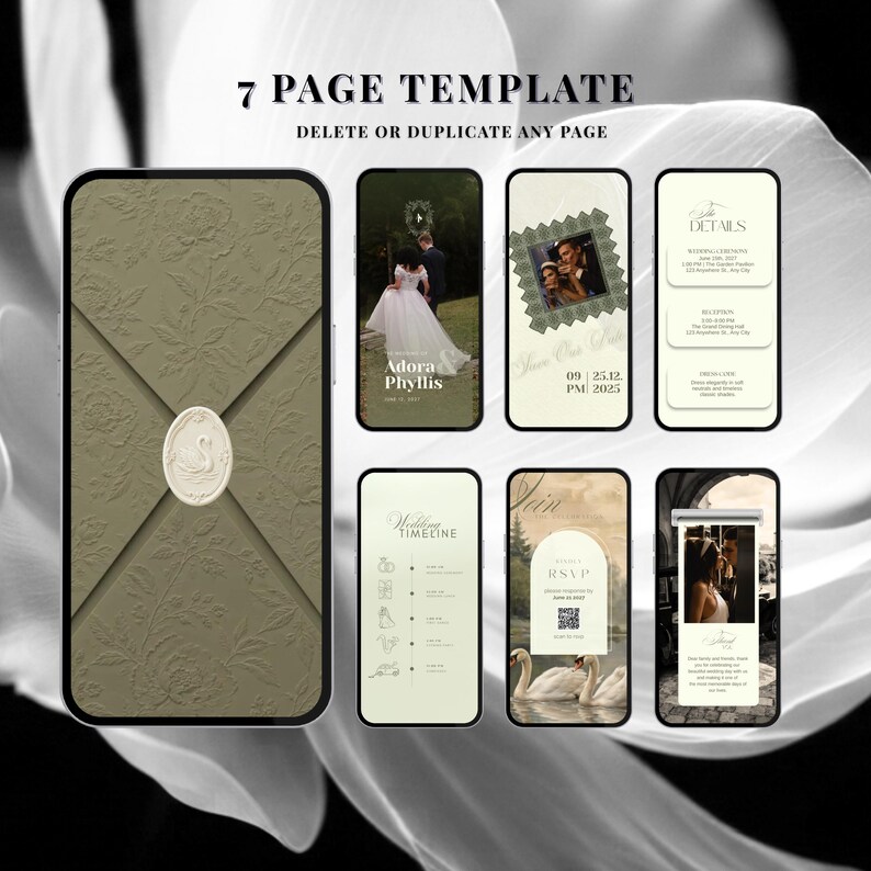 Wedding Photo Qr Code Example Animated Wedding Invitation Video Template, Editable Canva Wedding ...