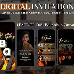 Animated BBQ Birthday Invitation: Editable Digital Party Invite