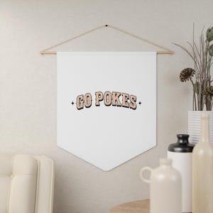 Cheerful Pennant Banner, Go Pokes Wall Decor, Sports Team Flag, College Room Decoration, Fan Gift, Game Day Decoration