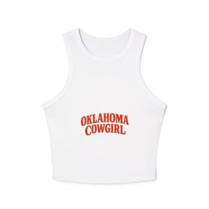 Oklahoma Cowgirl Micro Rib Racer Tank Top, Summer Top, Casual Wear, Gifts for Women, Western Style, Festival Outfit