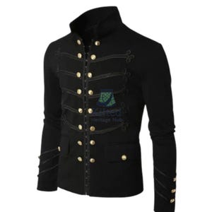 Men&#39;s Black Wool Victorian Gothic Jacket - Medieval Knights Gothic Jacket - Scottish Men&#39;s Jacket - Steampunk Gothic Style Jacket
