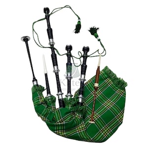 Handmade Highland Irish Tartan Bagpipe - Silver Nickel Mounts - Rose Wood Bagpipe - Traditional Great Scottish Bagpipe With Free Carry Case