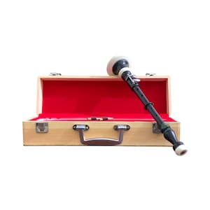 Musical Bombard Chanter Black Wooden With 2 Reeds & Hard Case