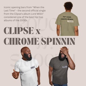 Clipse x Neptunes Comfort Colors-shirt - T-shirt chroom spinnin-tekst van boven naar beneden - hiphopmerchandise uit de jaren 2000 - Lord Willin-T-shirt rapfan