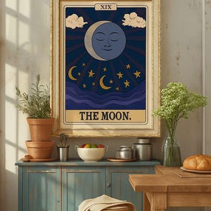 Póster de la carta del Tarot de la Luna XIX