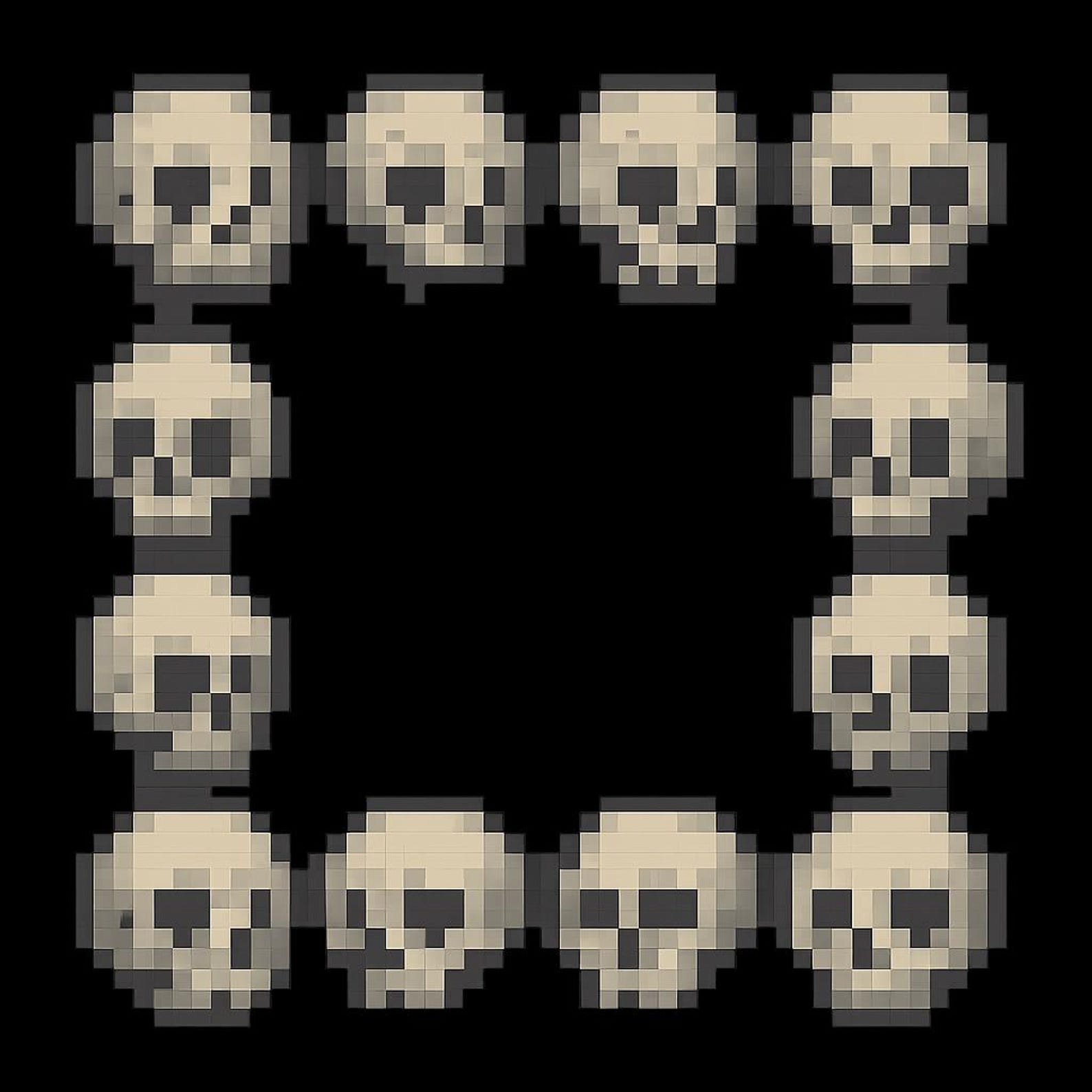 Tandom Face Face Cam Border/webcam Overlay Skulls Pixelated Square Frame - Etsy