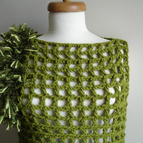Green Wool Sweater  By Crochetlab,Special Design. OOAK, Ready to Ship, Furry, Fluffy