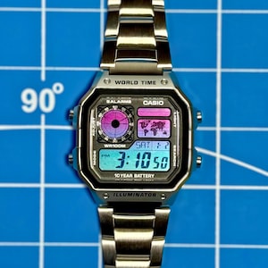 Custom Casio Royale &quot;Spectra&quot; AE1200: Blue/Purple Gradient LCD Mod
