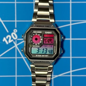 Custom &quot;SUNSET&quot; Modified Watch Based on Casio AE1200, New in Box, Digital Watch, by Panther City Mods