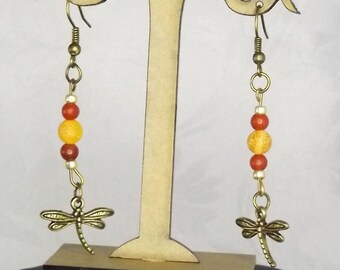 steampunk Dragonfly earrings, boho jewellery,dangle earrings, Christmas gift