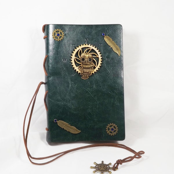 Steampunk owl journal, Journals, owl journal,refillable journal, steampunk notebook, steampunk accessories, blank books,unisex gift,