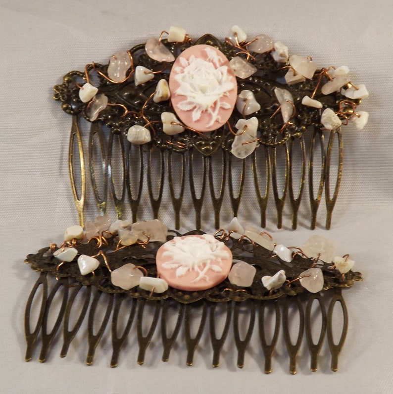 Steampunk rose hair combs hair accessories decorative ...