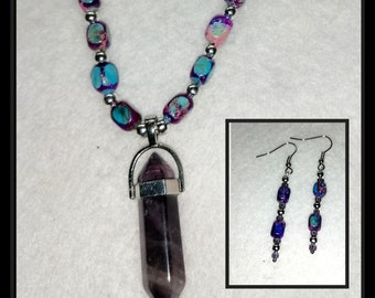 Purple imperial jasper jewellery set
