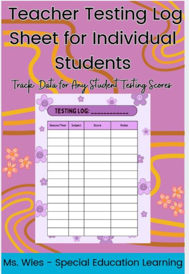 Teacher Testing Log Sheet | Track Student Scores & Notes for Any ...