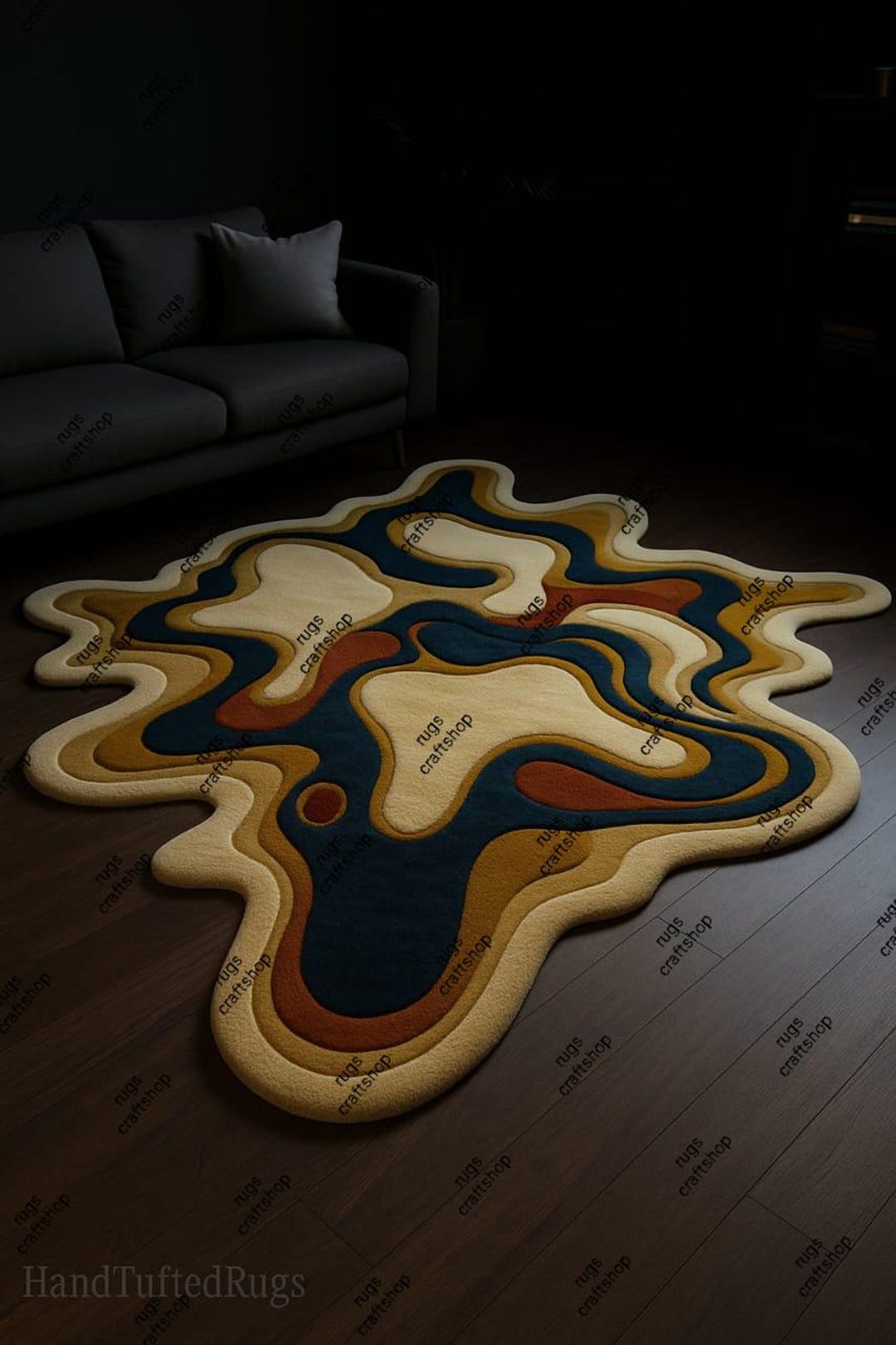 Unique Rug Not Rectangle Modern Abstract Hand-tufted Rug – Unique Irregular Shape Carpet for ...